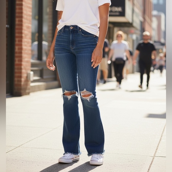 Judy Blue Denim - Judy Blue Dark Wash Distressed Boot Cut Jeans 13 / 31
